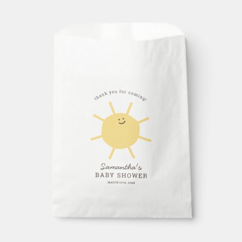 Minimalist Little Ray of Sunshine Baby Shower Favor Bag