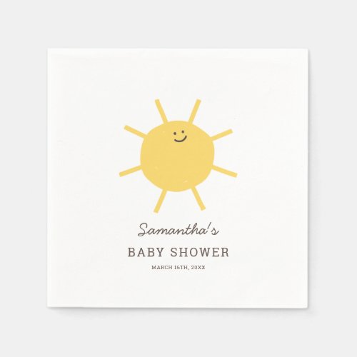 Minimalist Little Ray of Sunshine Baby Shower Napkins