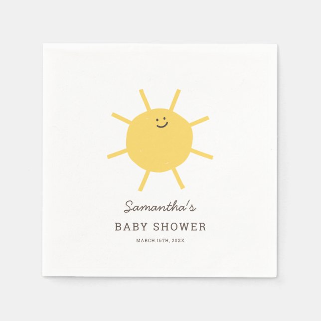 Minimalist Little Ray of Sunshine Baby Shower Napkins (Front)