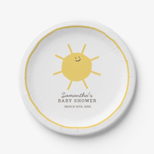 Minimalist Little Ray of Sunshine Baby Shower  Paper Plates