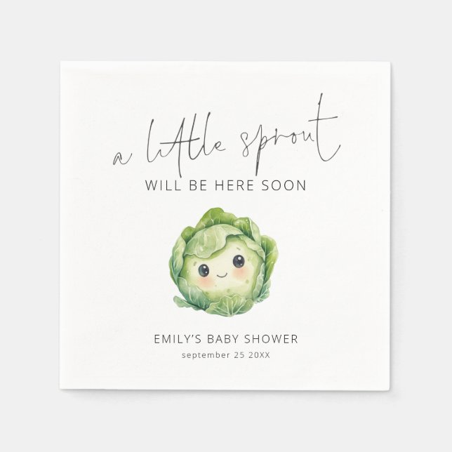 Minimalist Little Sprout Vegetable Baby Shower  Napkins (Front)