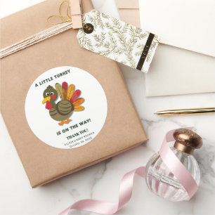 Minimalist Little Turkey Baby Shower Classic Round Sticker