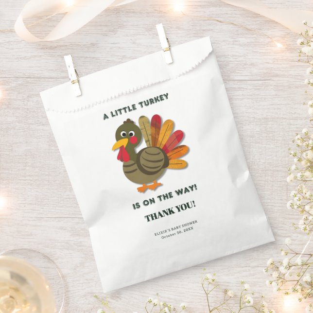 Minimalist Little Turkey Baby Shower Favor Bag (Clipped)