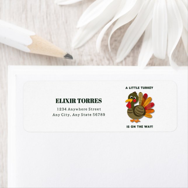 Minimalist Little Turkey Baby Shower Label (Insitu)