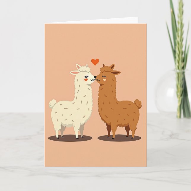 Minimalist Llama Kiss Card (Front)