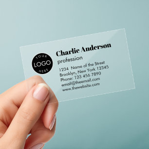 Minimalist Logo and Simple Black Text Transparent Clear Business Cards