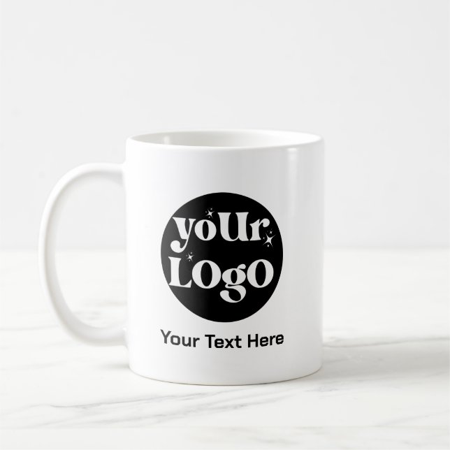 Minimalist Logo and Text Business Coffee Mug (Left)