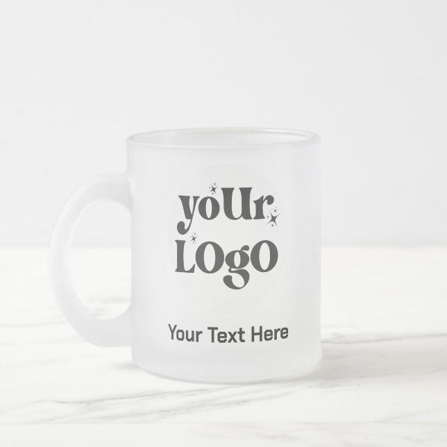 Minimalist Logo and Text Business Frosted Glass Coffee Mug (Left)