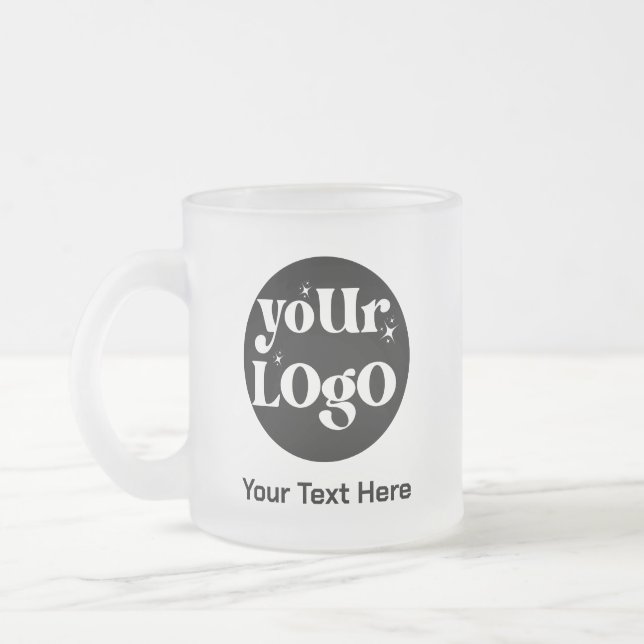 Minimalist Logo and Text Business Frosted Glass Coffee Mug (Left)