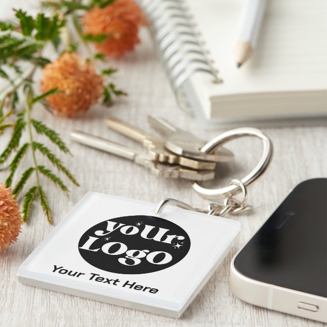 Minimalist Logo and Text Business Keychain (Front Right)