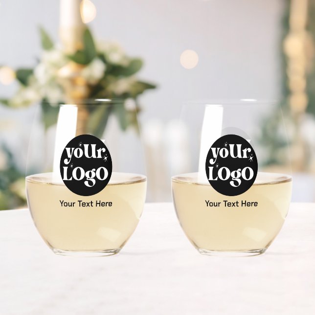 Minimalist Logo and Text Business Stemless Wine Glass (Insitu (Wedding))