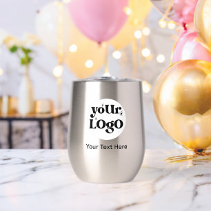 Minimalist Logo and Text Business Thermal Wine Tumbler