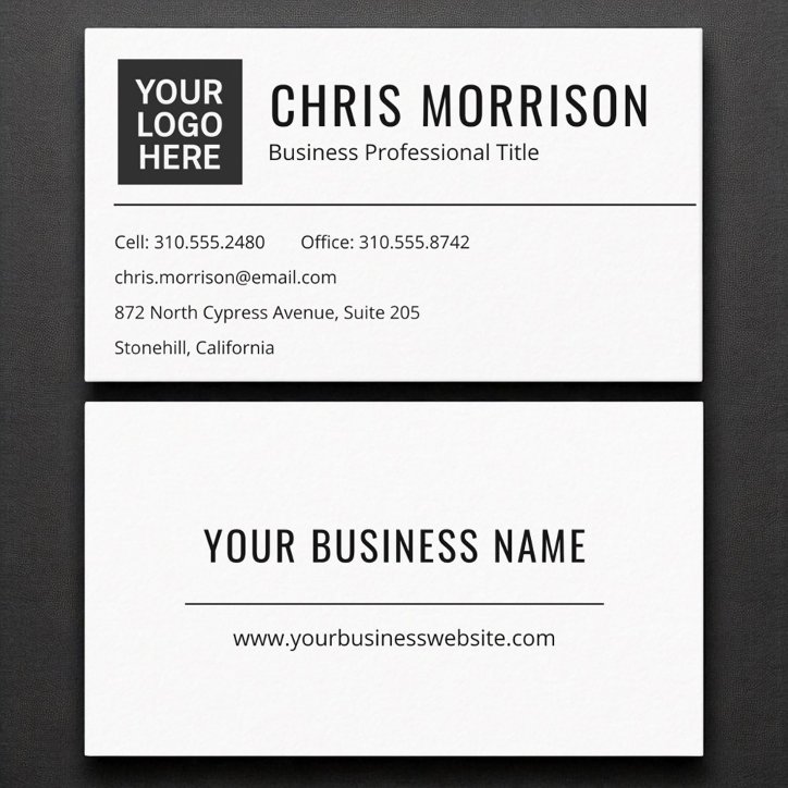 Minimalist Logo Black And White Professional Business Card