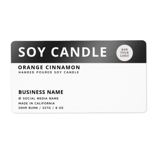 Minimalist logo black white soy candle  label