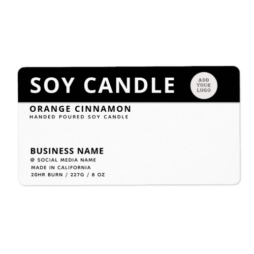 Minimalist logo black white soy candle square stic label