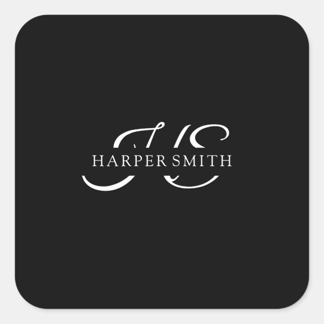 Minimalist Logo Brand Wedding Candle Sticker B&W (Front)