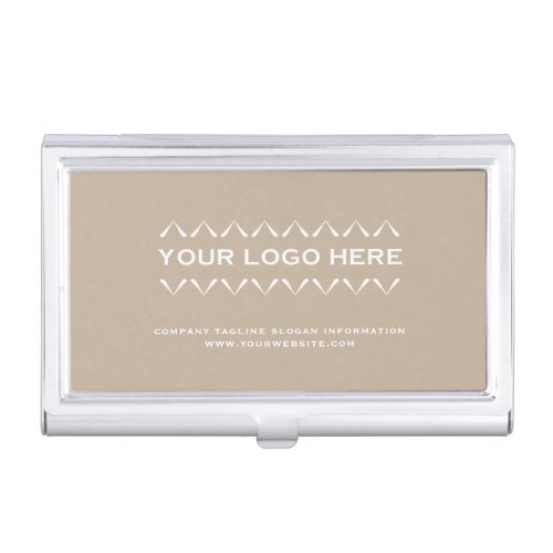 Minimalist Logo Business Card Case Beige