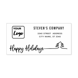 Minimalist logo calligraphy Happy Holidays Rubber Self-inking Stamp
