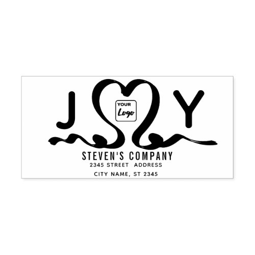 Minimalist logo calligraphy joy heart ribbon self_inking stamp