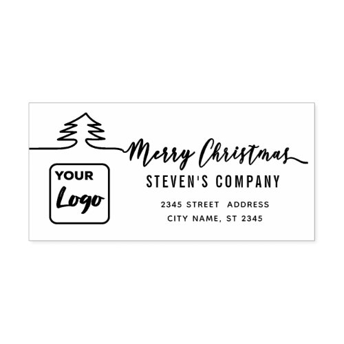 Minimalist logo calligraphy Merry Christmas Rubber Self_inking Stamp