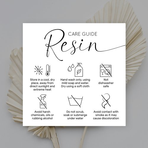 Minimalist Logo Epoxy Resin Care Guide Thank You Square Business Card