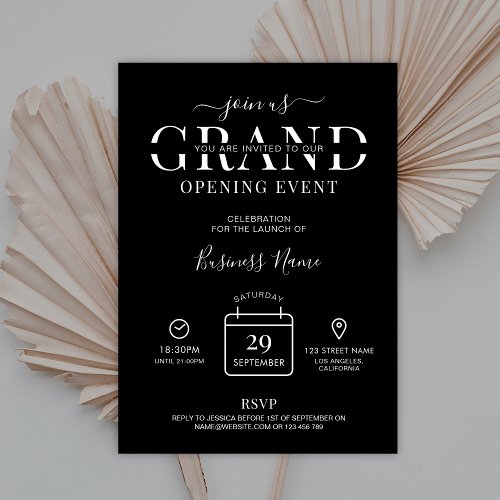 Minimalist Logo Here Grand Opening Business Invitation