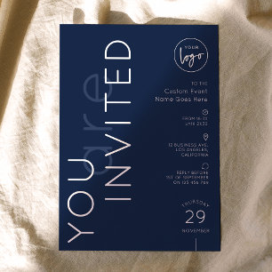 Minimalist Logo Navy Gala Dinner Business Event Invitation