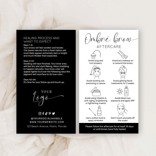 Minimalist Logo Ombre Powder Brow After Care Guide Business Card