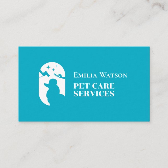 Minimalist logo pet grooming  business card (Front)