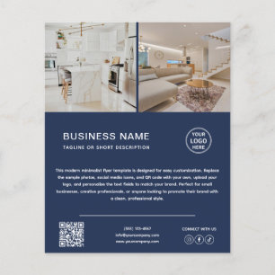 Minimalist Logo Photo Navy Blue Business Flyer