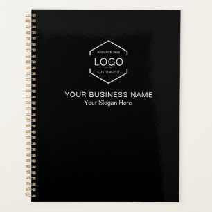 Minimalist Logo QR Code Business Black White Text Planner