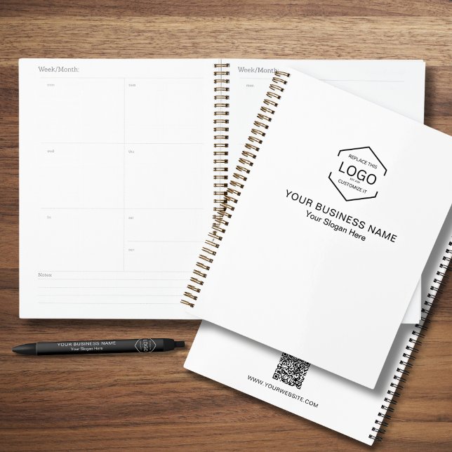 Minimalist Logo QR Code Business White Black Text Planner (Creator Uploaded)