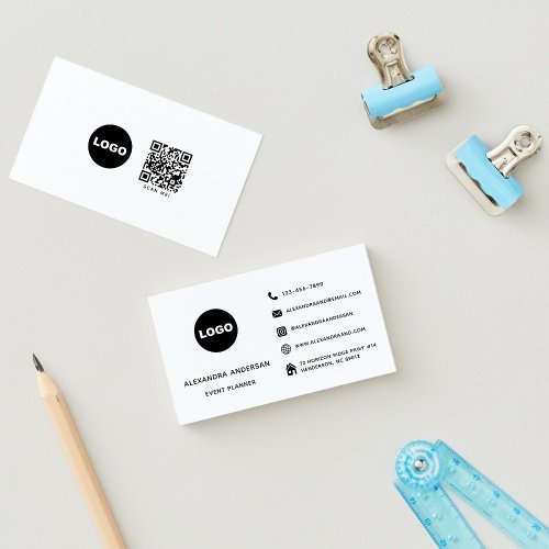 Minimalist Logo QR Code Custom Social Media Icons  Business Card