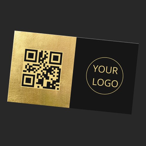Minimalist Logo QR Code Gold Foil Business Card