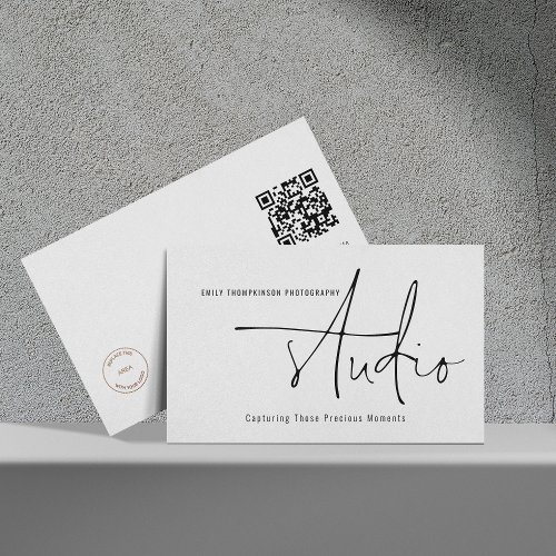 Minimalist Logo QR Code Photography Studio Business Card