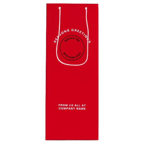 Minimalist Logo Seasons Greeting Red Christmas Wine Gift Bag