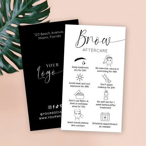 Minimalist Logo Simple Brows Care Instructions Business Card