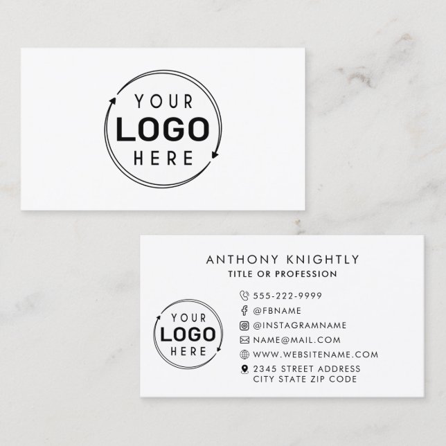Minimalist Logo Social Media Icons Business Card (Front/Back)