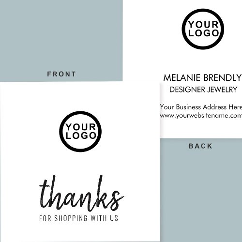 Minimalist Logo Thank You Square Business Card