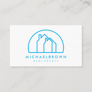 Minimalist Logo Two Houses Half Circle Business Card