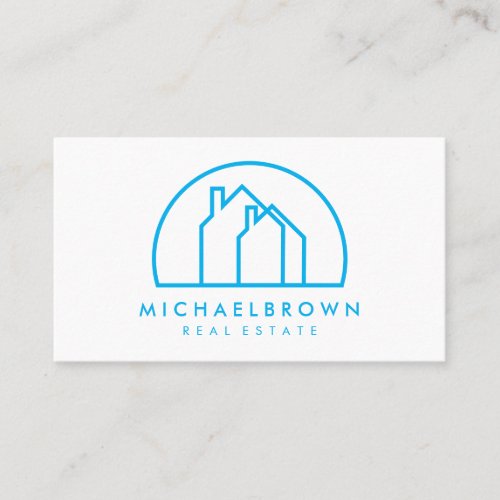 Minimalist Logo with Two Houses in a Half Circle Business Card