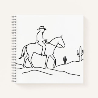 Minimalist Lone Rider Continuous Line Art Design Notebook