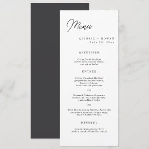 Minimalist Long Script Wedding Menu Card