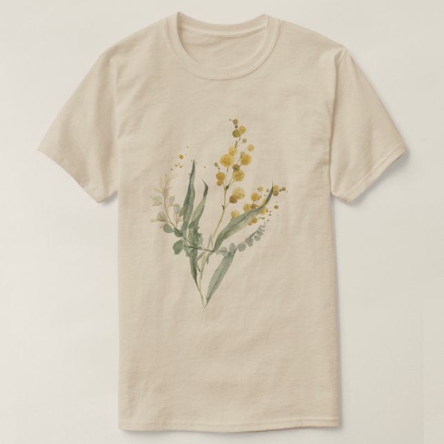 Minimalist Long Stem Wild  Flowers T-Shirt (Design Front)