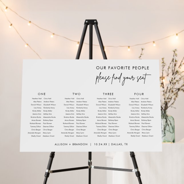Minimalist Long Table Seating Chart Sign (In Situ (Stand))