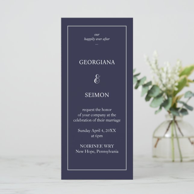 Minimalist Long Wedding Invitation (Standing Front)