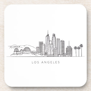 Minimalist Los Angeles Skyline Illustration Beverage Coaster