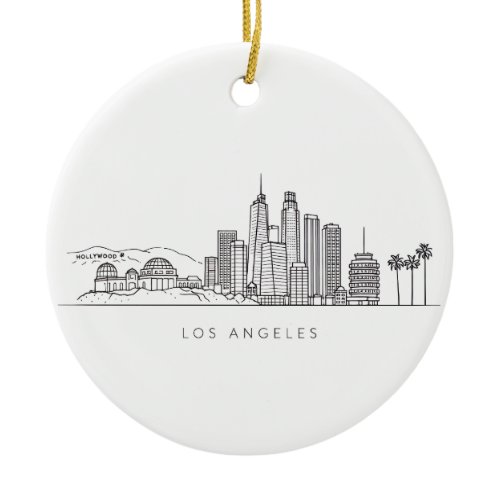 Minimalist Los Angeles Skyline Illustration Ceramic Ornament