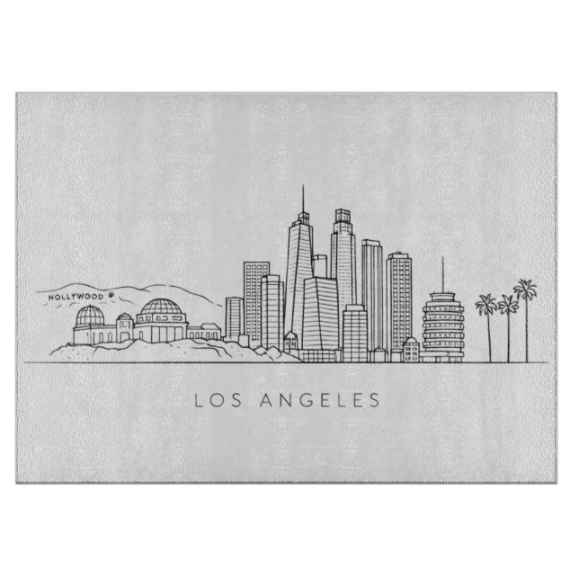 Minimalist Los Angeles Skyline Illustration Cutting Board (Front)