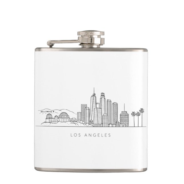 Minimalist Los Angeles Skyline Illustration Flask (Front)